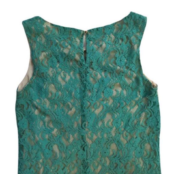 Anthro Champagne and Strawberry Lace Dress Floral Blue Shift Summer Size S - Picture 6 of 9